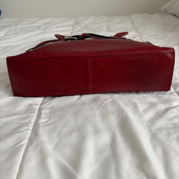 Wilson’s Leather Pelle Studio Italian Leather Red Buckle Purse Laptop Bag - Picture 3 of 14